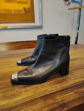 Italian Albano GUNMETAL Black Boots Size 40 10